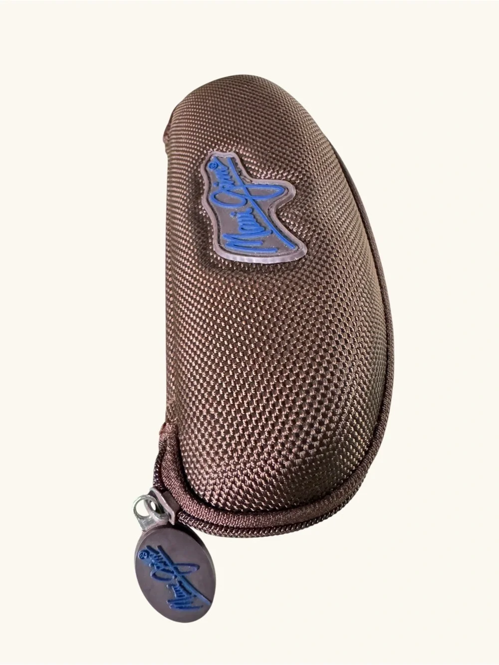 Maui Jim Hard Shell Sunglasses Case Brown Zip Travel Eyewear Case w/ Clip